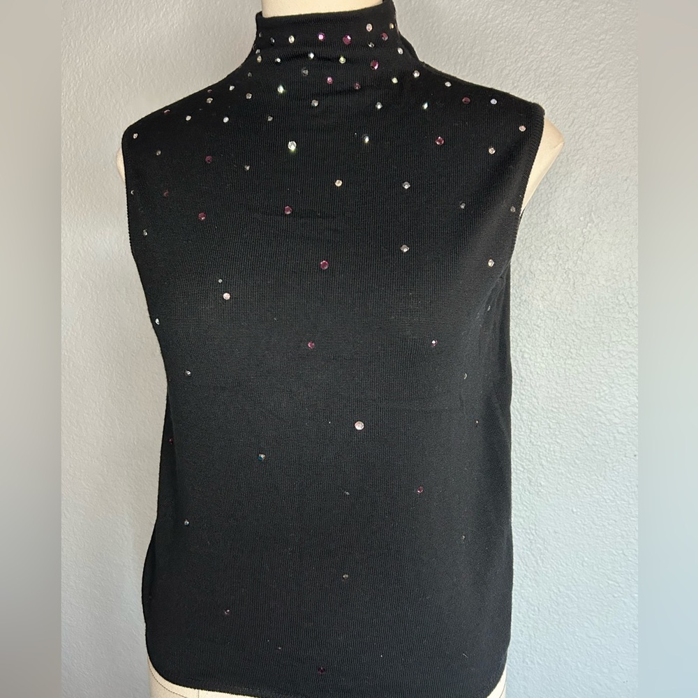 Les Copains wool Swarovski crystal sleeveless sweater